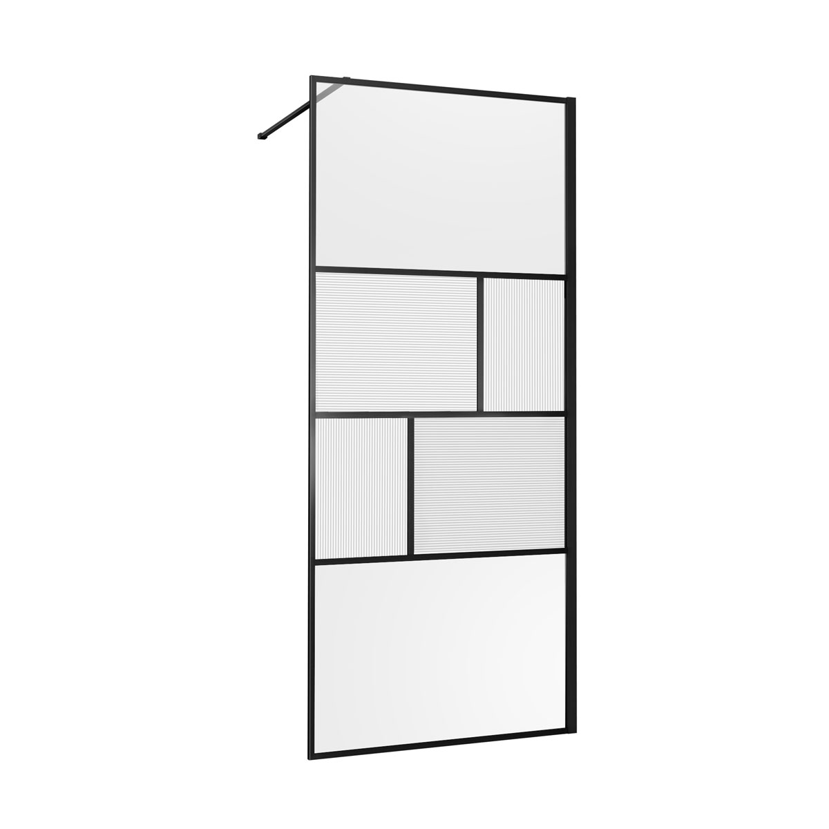 Душевая перегородка Vincea Walk-In HC Art VSW-1HC800CFB 800*2000 мм (черный матовый/прозрачное,рифленое)