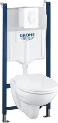 Набор GROHE Solido: подвесной унитаз + система инсталляции с белой панелью смыва Skate Air (39116000)
