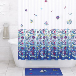 Штора для ванной WasserKRAFT Salm SC-13101 180*200 см (белый/синий)