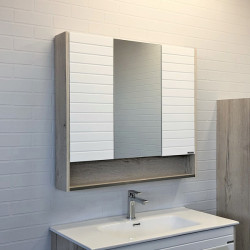 Зеркальный шкаф Comforty Клеон 00-00004756 90 см (белый/дуб дымчатый)