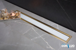 Душевой лоток Pestan Confluo Premium Line White Glass Gold 13100119 300 мм (белый/золото)
