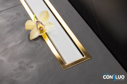 Душевой лоток Pestan Confluo Premium Line White Glass Gold 13100120 450 мм (белый/золото)