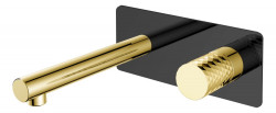 Встраиваемый cмеситель для раковины Boheme Stick 125-BG (чёрный/золото)