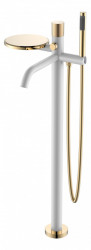 Смеситель напольный для ванны Boheme Stick 129-WG.2 (белый/золотой)