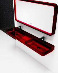 Раковина подвесная Abber Kristall AT2807Rubin 1500*400 мм (красный)