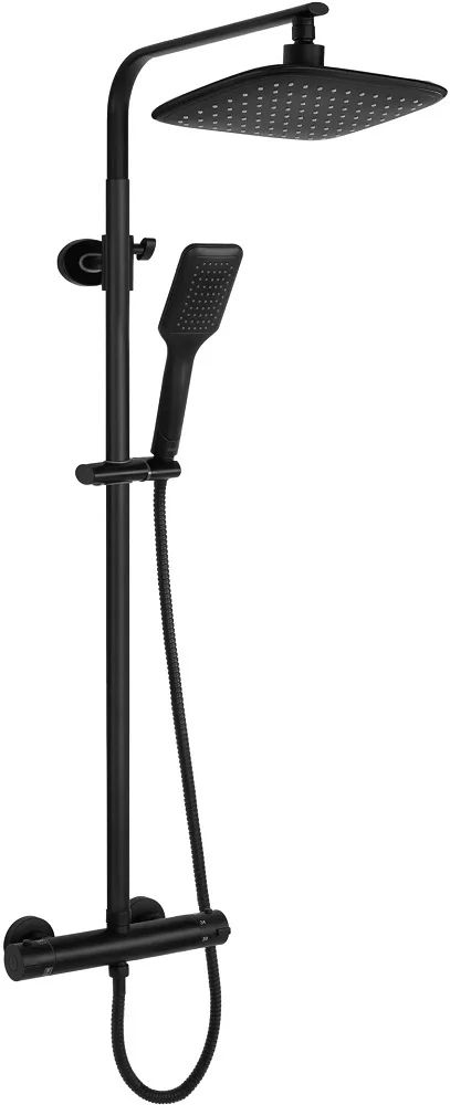 Душевая стойка Rea Tom REA-P7101 с термостатом (чёрный матовый)
