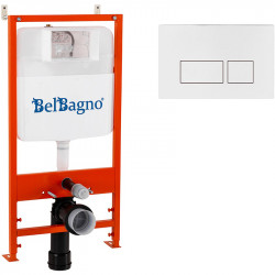 Инсталляция для подвесного унитаза BelBagno BB026/BB042BL (цвет клавиши белый)