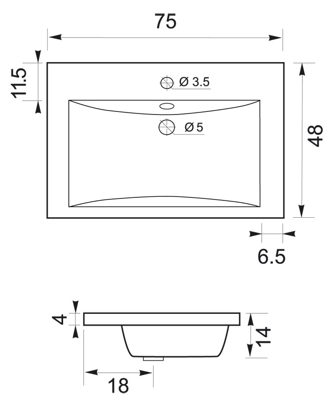 Раковина Aquanet Нота 750*480 мм (белый)