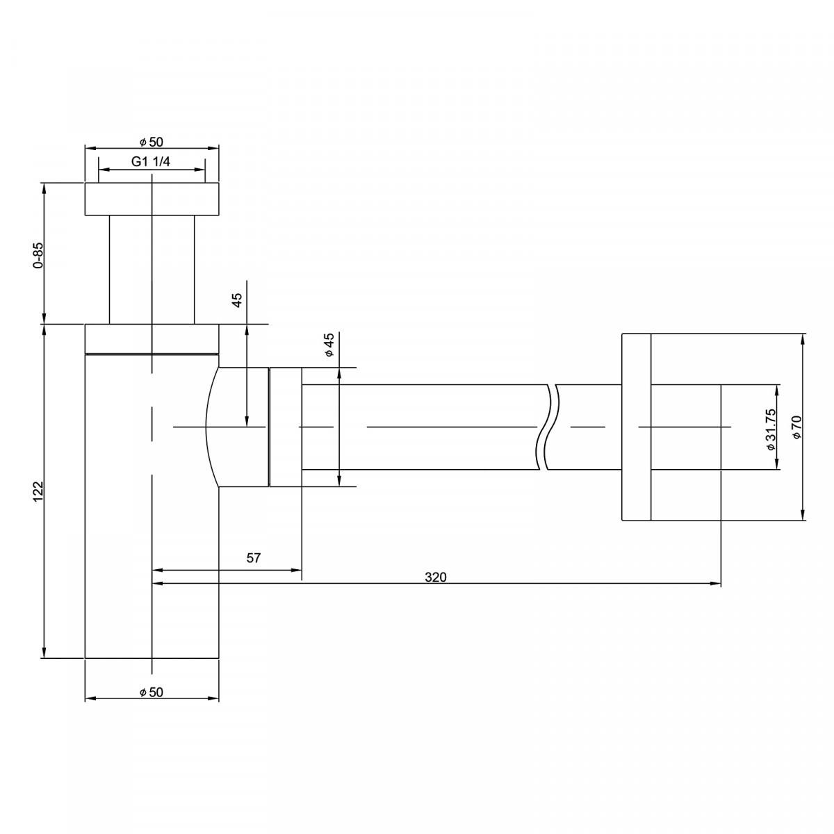 Сифон для раковины Timo 958/17L (золото матовое)